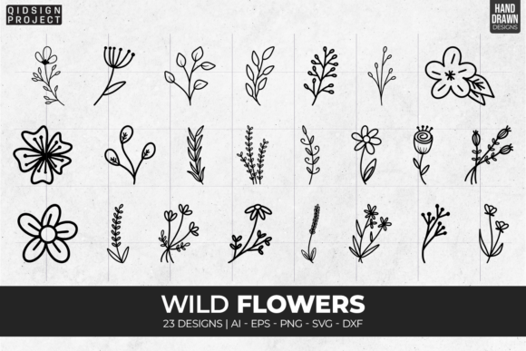 23 Wild Flowers Vector Graphics & Illustrations