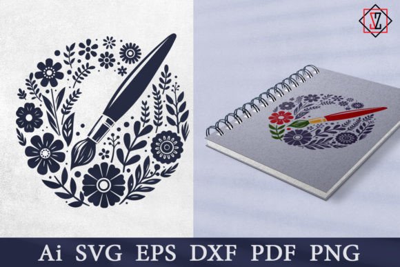 Artist's Brush in Flowers: Graphics & Illustrations