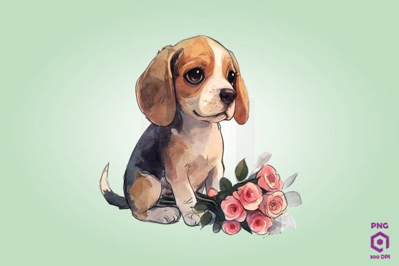 Beagle Giving Flowers: Graphics and Illustrations for Crafters