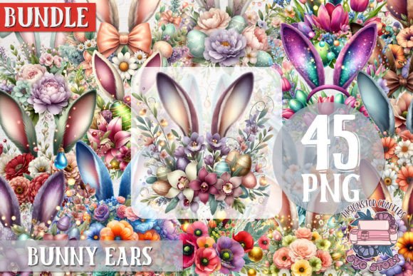 Bunny Ears with Flowers Bundle 45 PNG Review