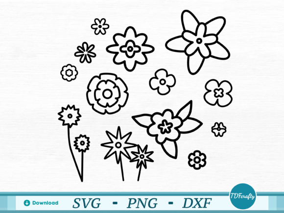 Cartoon Flowers Pack Outline: Graphics & Illustrations