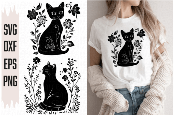 Cat Flowers Graphics: Polished Illustrations for Blogs