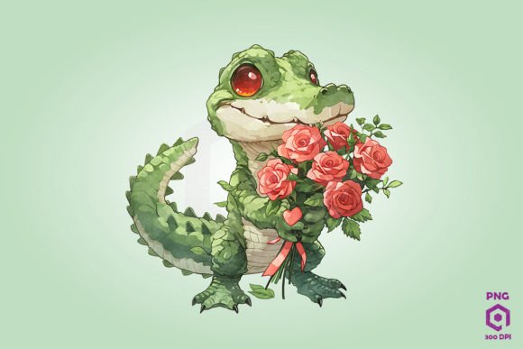 Crocodile Giving Flowers: Graphics & Illustrations Review