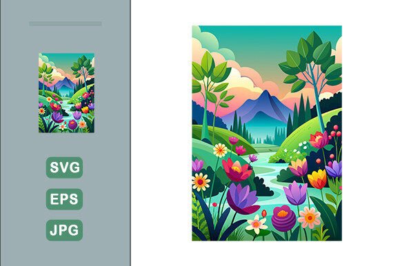 Flowers Vector Landscape: Premium Graphics & Illustrations