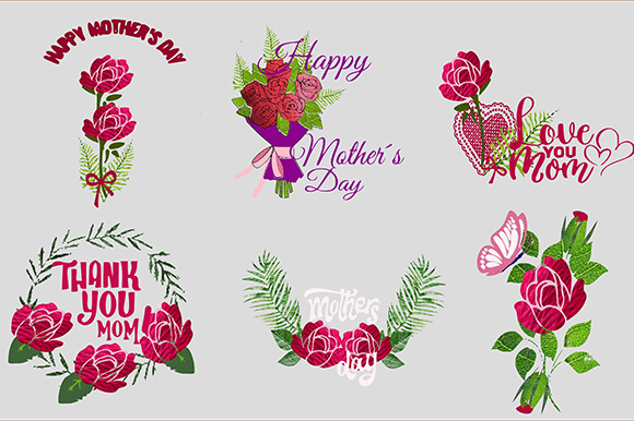 Red Roses Mothers Day Set 3: Graphics & Illustrations