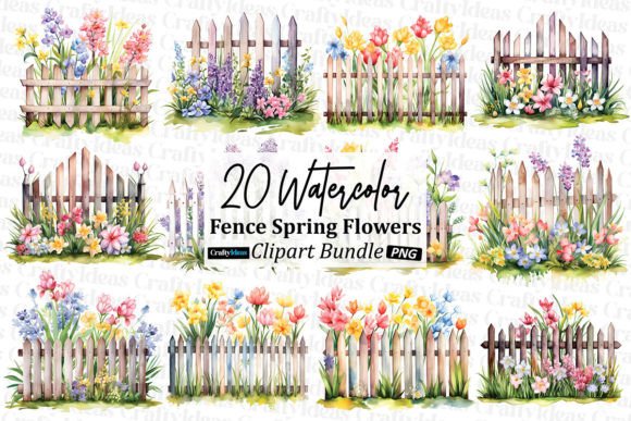 Review: Watercolor Fence Spring Flowers PNG for Embroidery