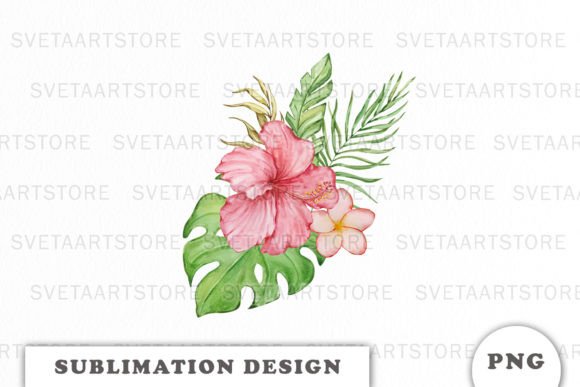 Review: Watercolor Tropical Flowers Bouquet PNG for Embroidery