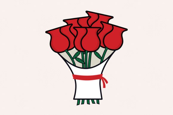 Roses Flower Bouquet Vector Line Art Review
