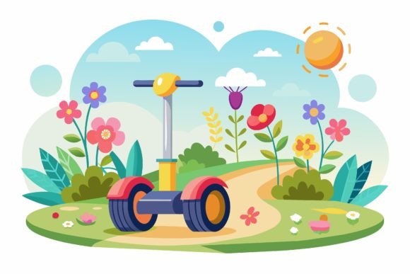 Segway Road Cartoon Graphics: Fresh Illustrations