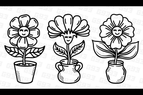 Smiling Flowers Illustrations: Graphics for Editorial Use