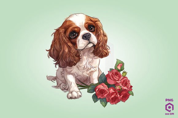 Spaniel Giving Flowers: Graphics and Illustrations Review