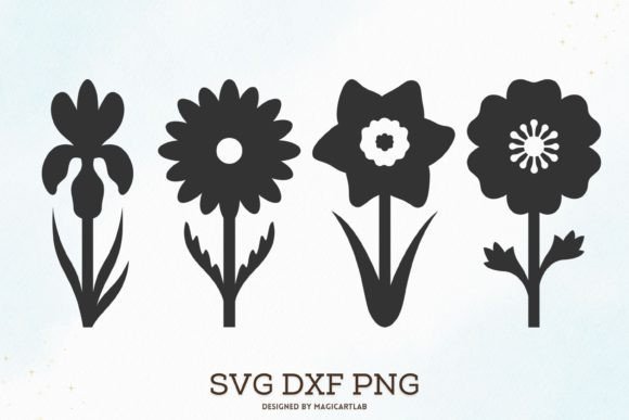 Spring Flowers Silhouettes: Fresh Graphics & Illustrations