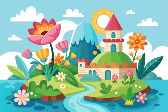 Travelling Cartoon with Flowers: Fresh Graphics & Illustrations