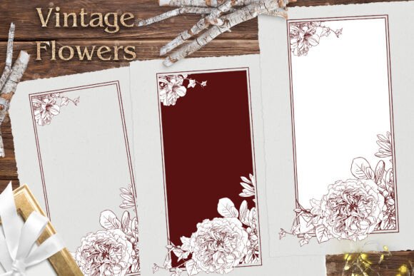 Vintage Flowers Frame Print Png: Graphics & Illustrations