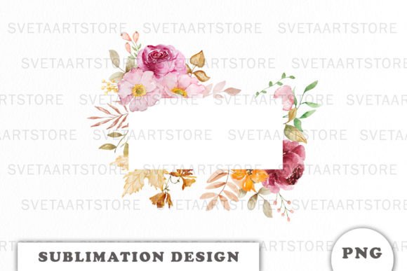 Watercolor Autumn Flowers Frame Png: Graphics & Illustrations