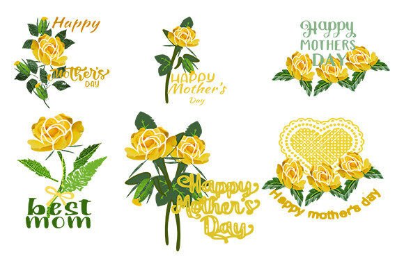 Yellow Flowers Mothers Day Set 1 Graphics & Illustrations