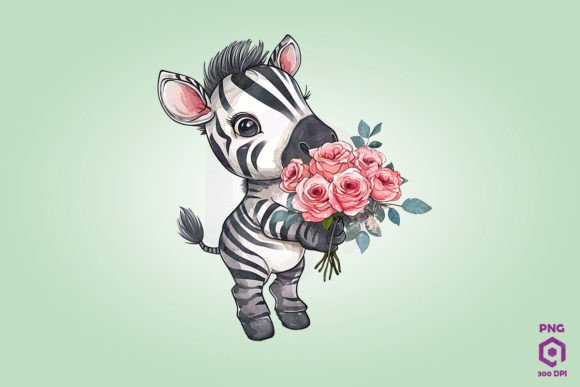Zebra Giving Flowers: Fresh Graphics & Illustrations